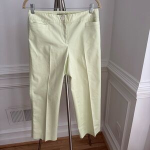 Ann Taylor Soft Lime Green Wide Leg Cropped Ankle Trousers Pants Size 4